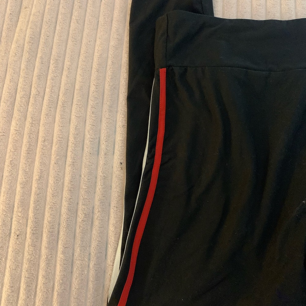 Black Leggings with Red and White Stripe